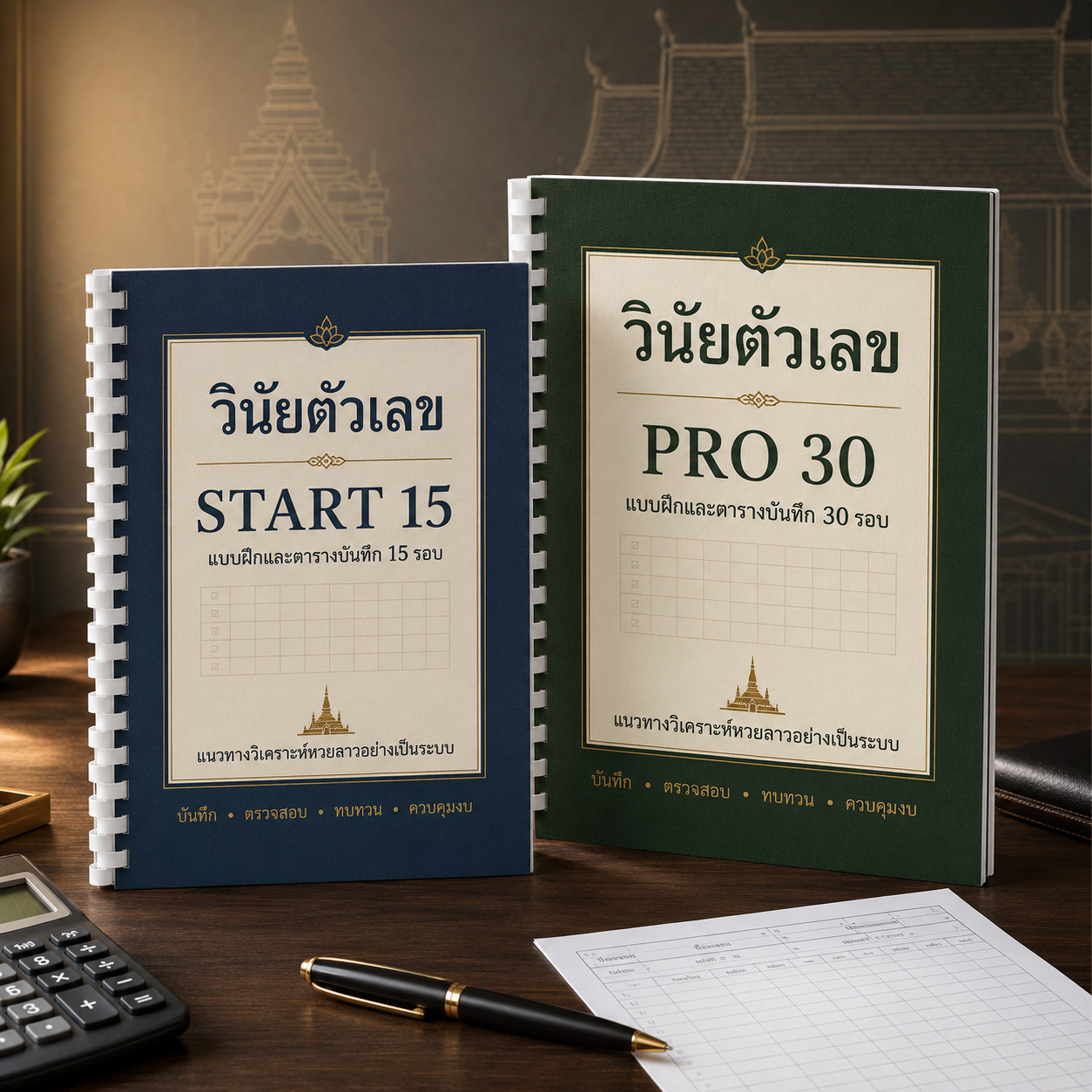 หนังสือและสมุดบันทึกวินัยตัวเลข START 15 และ PRO 30